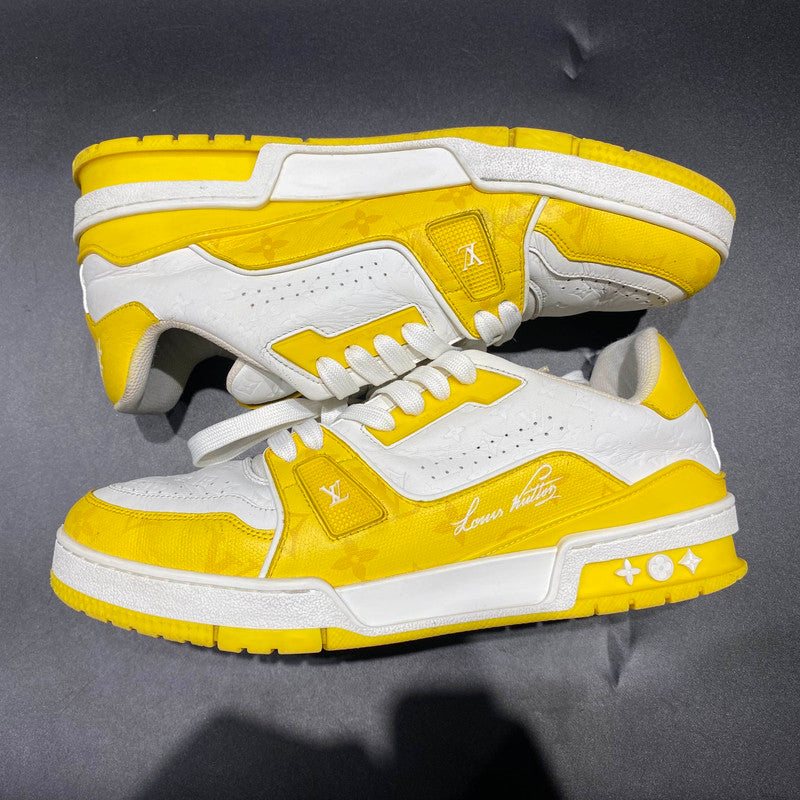 Louis Vuitton Trainer Low-Top Sneakers in White and Yellow 0079