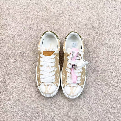 Louis Vuitton Low-Top Leather Sneakers in White/Brown 0079