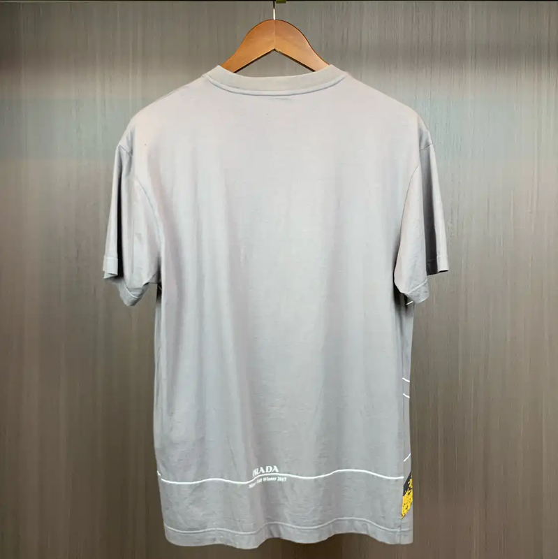 Prada Grey Graphic Print Short Sleeve T-Shirt