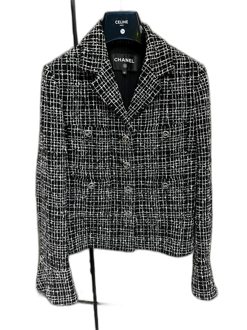 Chanel Woven Blazer Jacket Size 36