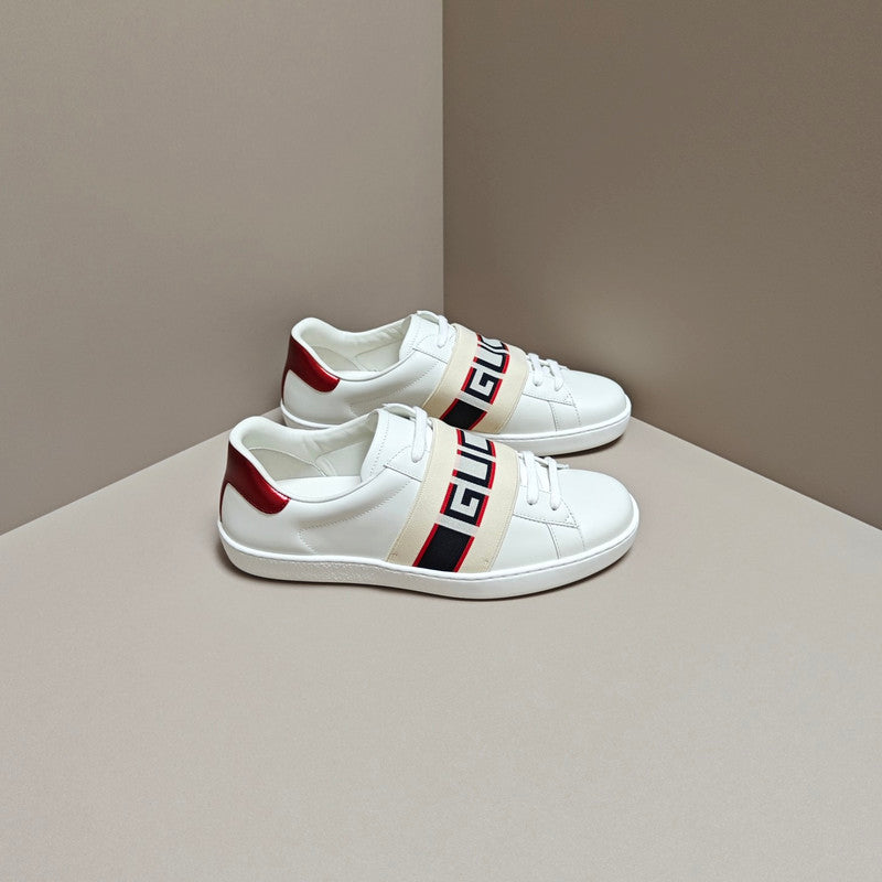 Gucci ACE Patent Leather Striped Low-Top Sneakers 0079