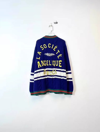 Gucci Blue White Cardigan with Gold Buttons