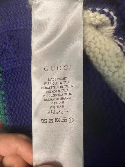 Gucci Blue White Cardigan with Gold Buttons