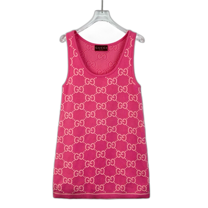 Pink Logo Knit Sleeveless Dress