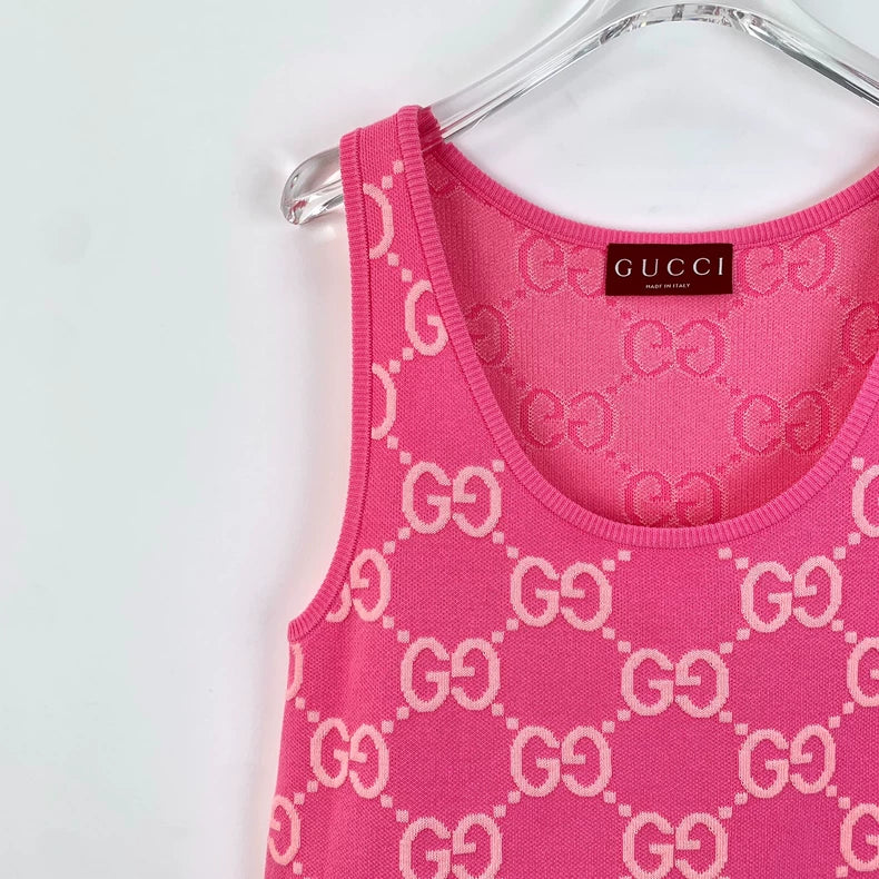Pink Logo Knit Sleeveless Dress
