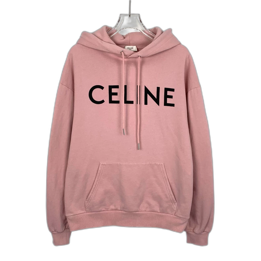 Celine Pink Logo Cotton Hoodie