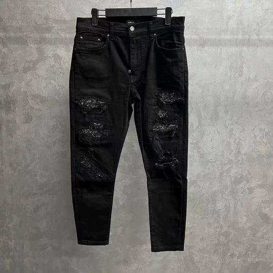 Amiri Black Denim Jeans with Crystal Detail