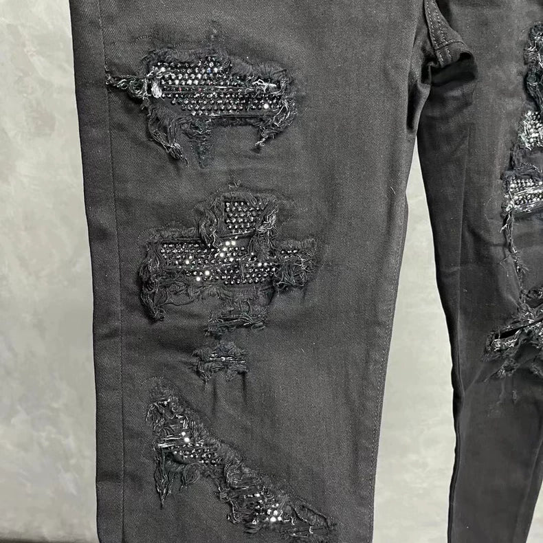 Amiri Black Denim Jeans with Crystal Detail