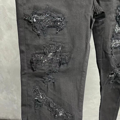 Amiri Black Denim Jeans with Crystal Detail
