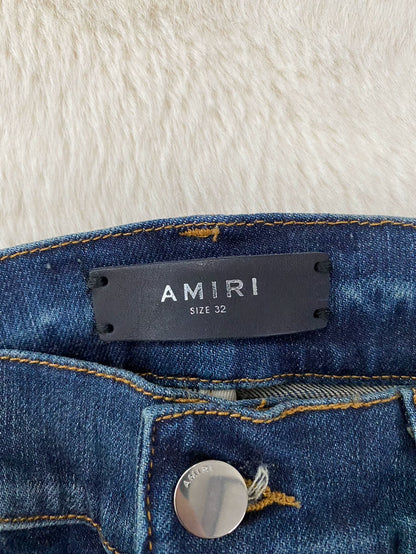 Amiri Blue Red Paisley Print Denim Pants