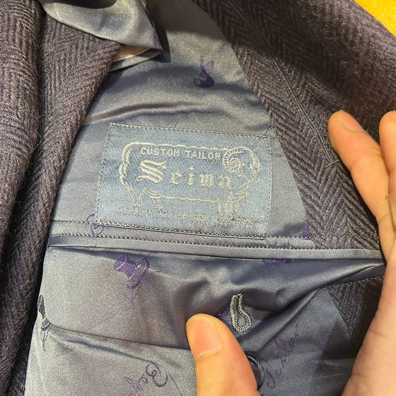 Vintage Herringbone Tailored Suit Jacket