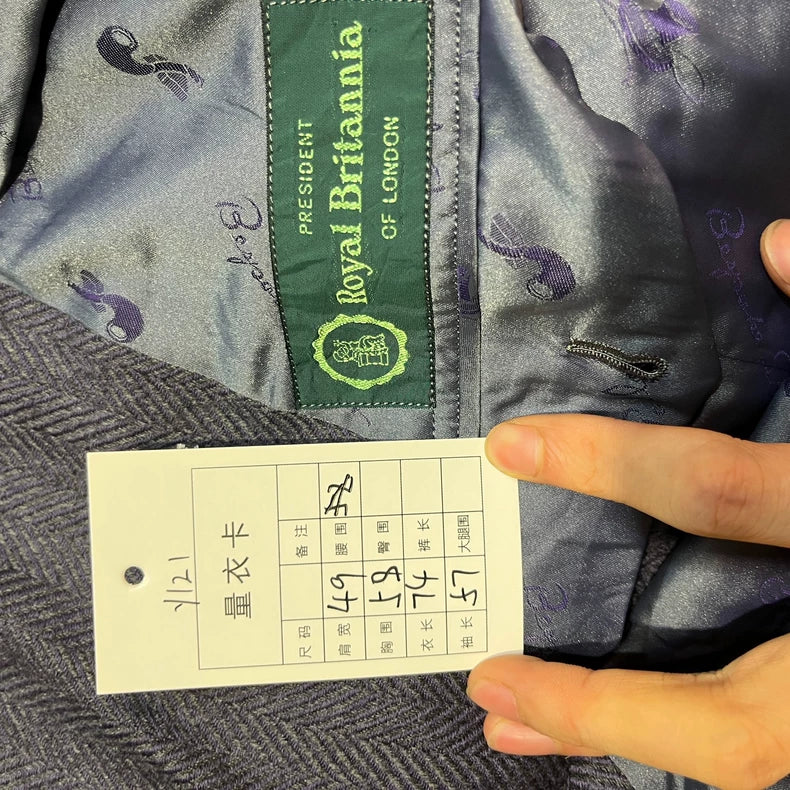 Vintage Herringbone Tailored Suit Jacket