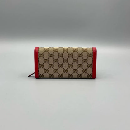 Gucci Long Canvas Wallet with Leather Trim