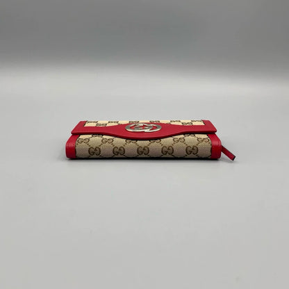 Gucci Long Canvas Wallet with Leather Trim