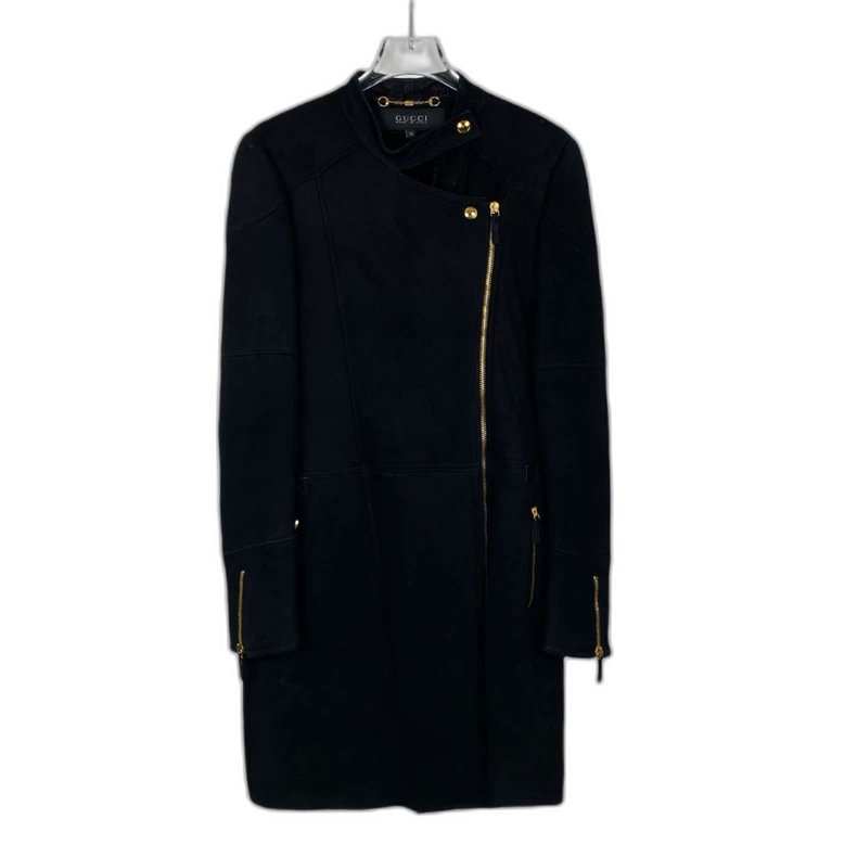 Gucci Black Shearling Zip Coat