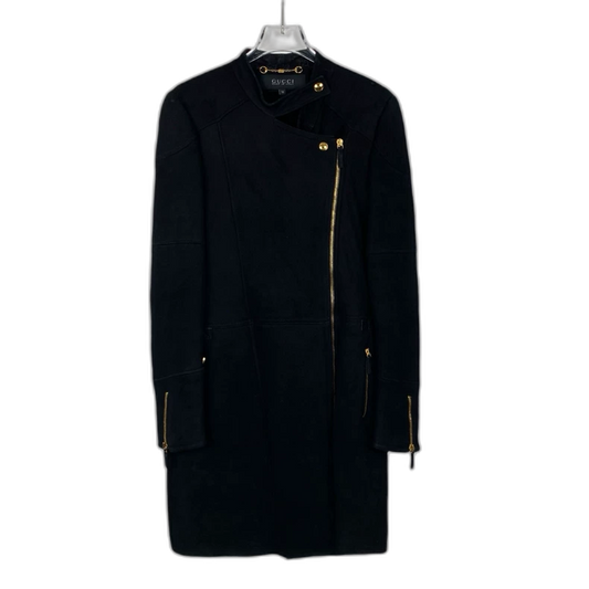 Gucci Black Shearling Zip Coat