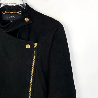 Gucci Black Shearling Zip Coat