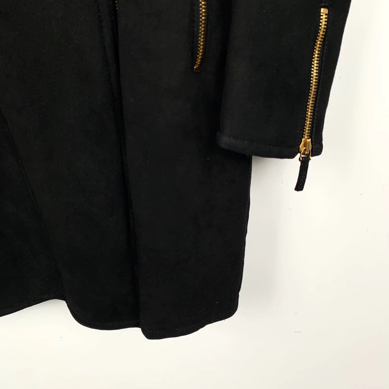 Gucci Black Shearling Zip Coat