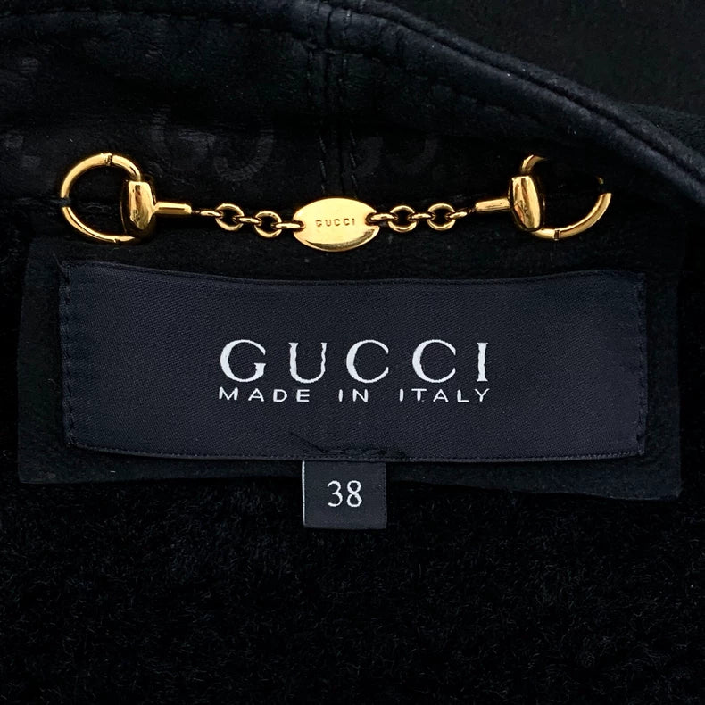 Gucci Black Shearling Zip Coat