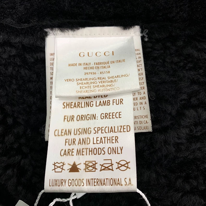 Gucci Black Shearling Zip Coat