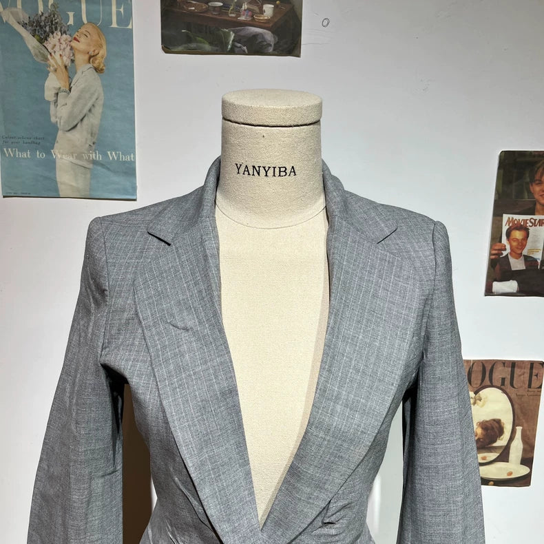 Vintage Grey Tailored Women's Blazer