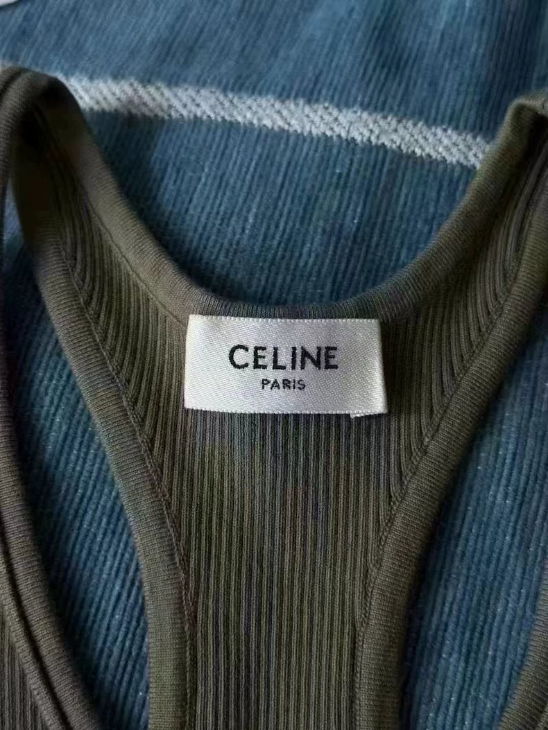 Celine Khaki Green Knitted Vest