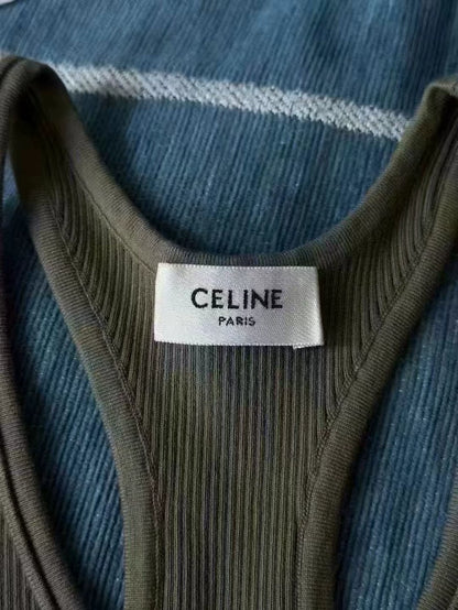 Celine Khaki Green Knitted Vest