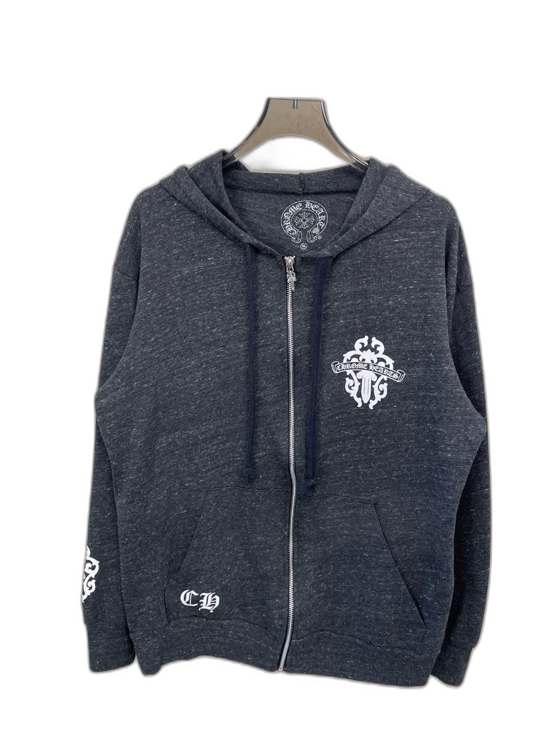 Gray Chrome Hearts Zip-Up Hoodie