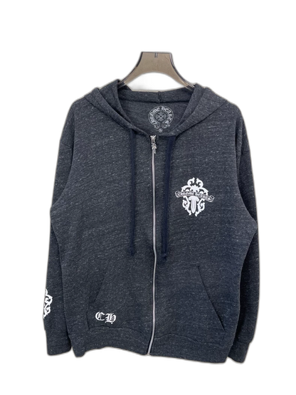 Gray Chrome Hearts Zip-Up Hoodie