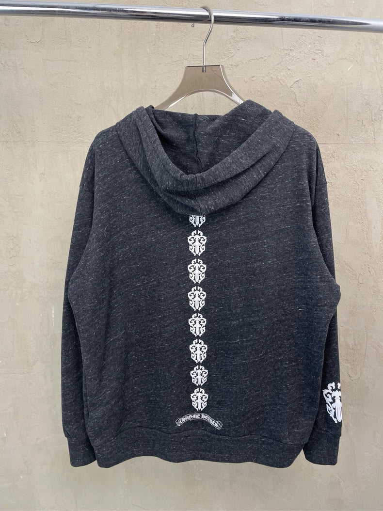 Gray Chrome Hearts Zip-Up Hoodie