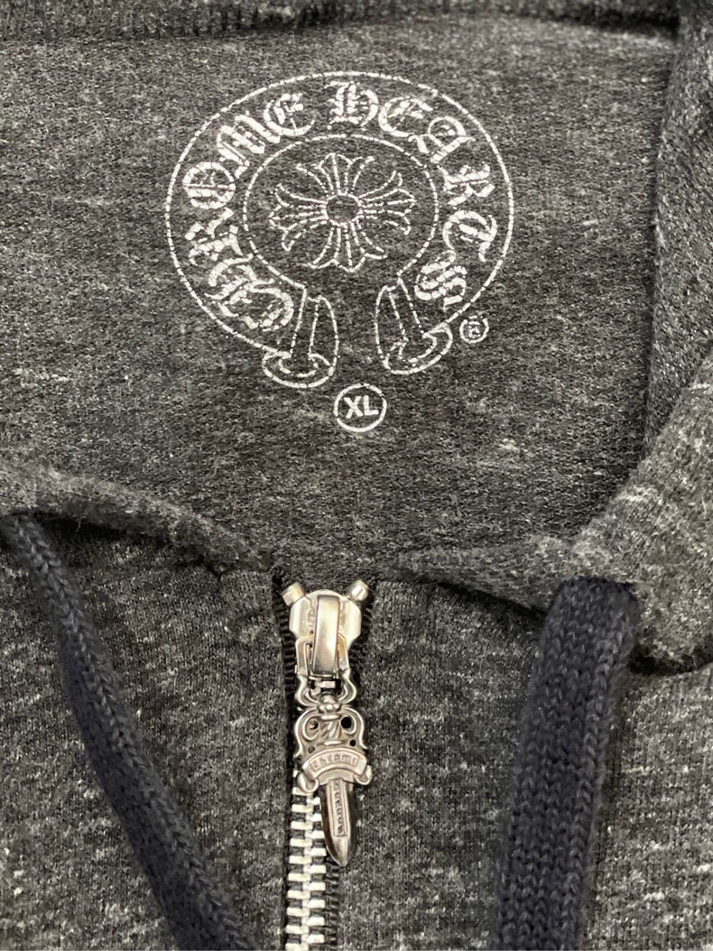 Gray Chrome Hearts Zip-Up Hoodie