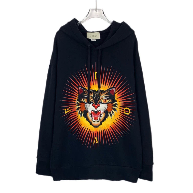 Gucci Black Hoodie with Tiger Embroidery