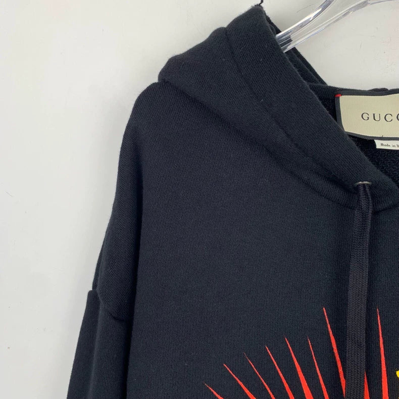 Gucci Black Hoodie with Tiger Embroidery