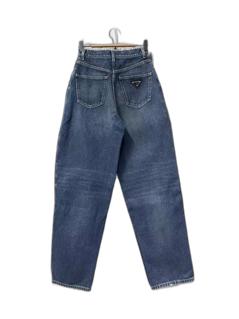 Prada Denim Pants with Metal Triangle Logo