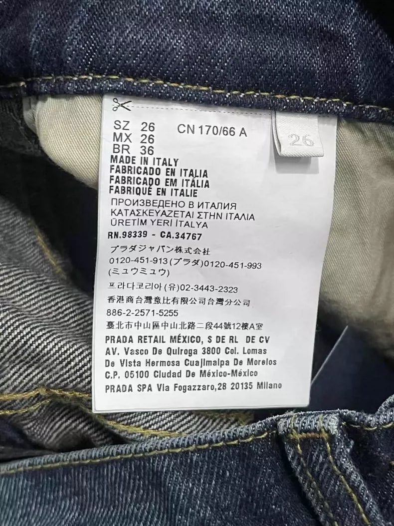 Prada Denim Pants with Metal Triangle Logo