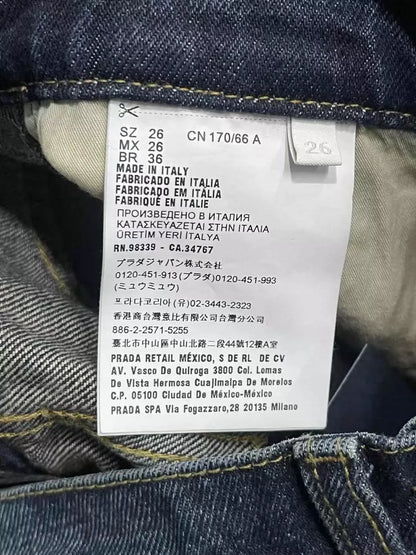 Prada Denim Pants with Metal Triangle Logo