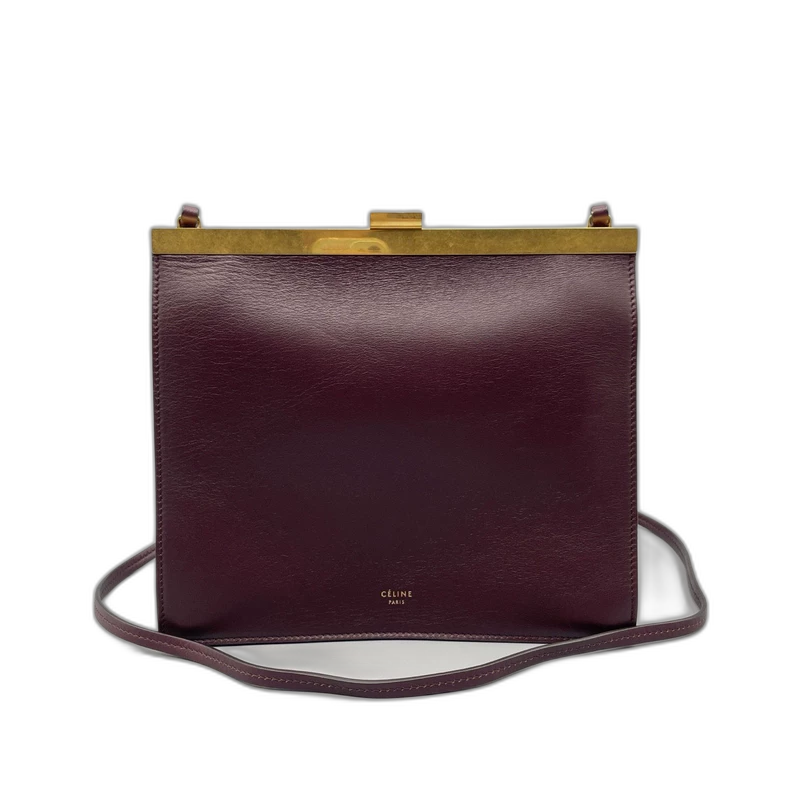 Celine Clasp Crossbody Bag in Burgundy
