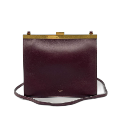 Celine Clasp Crossbody Bag in Burgundy