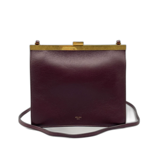 Celine Clasp Crossbody Bag in Burgundy