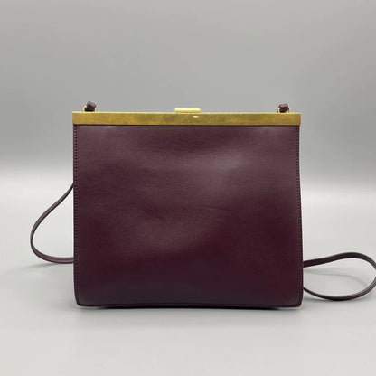 Celine Clasp Crossbody Bag in Burgundy