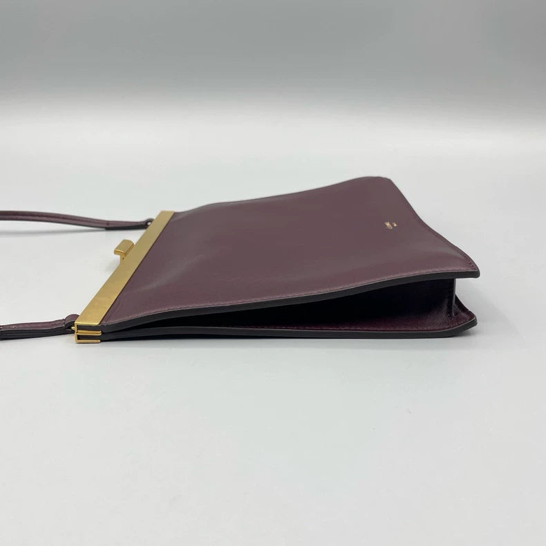 Celine Clasp Crossbody Bag in Burgundy