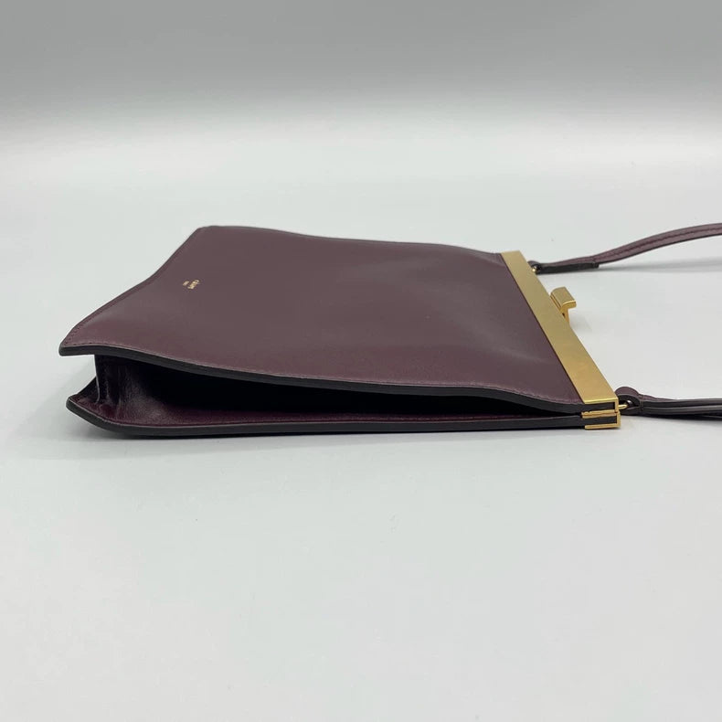 Celine Clasp Crossbody Bag in Burgundy