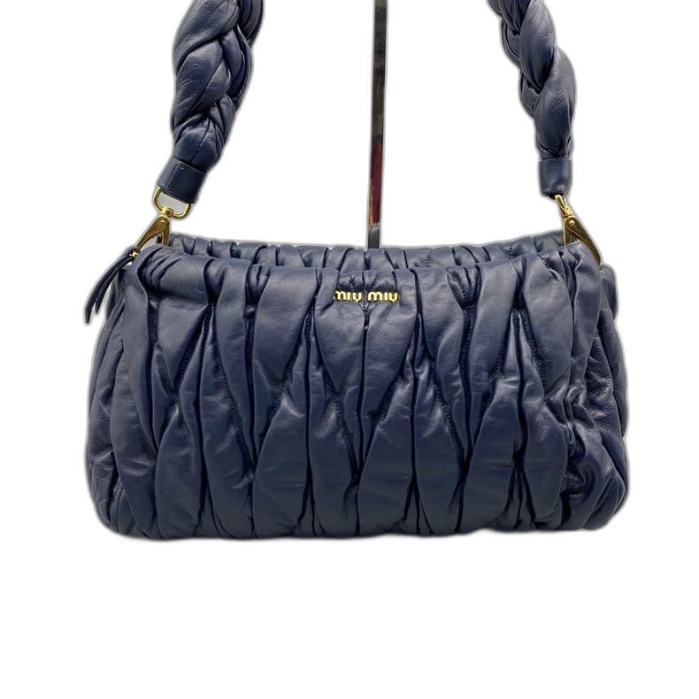 miumiu Braided Shoulder Bag in Navy Blue