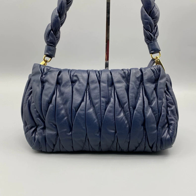 miumiu Braided Shoulder Bag in Navy Blue