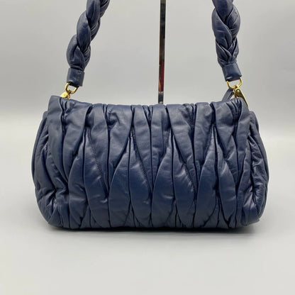 miumiu Braided Shoulder Bag in Navy Blue