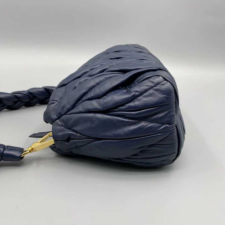miumiu Braided Shoulder Bag in Navy Blue