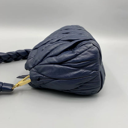 miumiu Braided Shoulder Bag in Navy Blue
