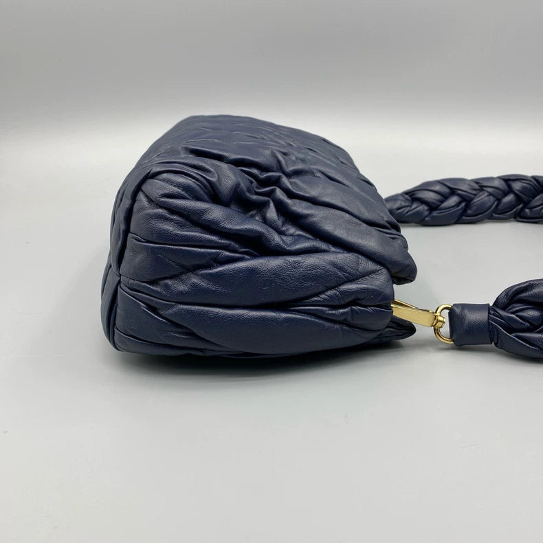 miumiu Braided Shoulder Bag in Navy Blue