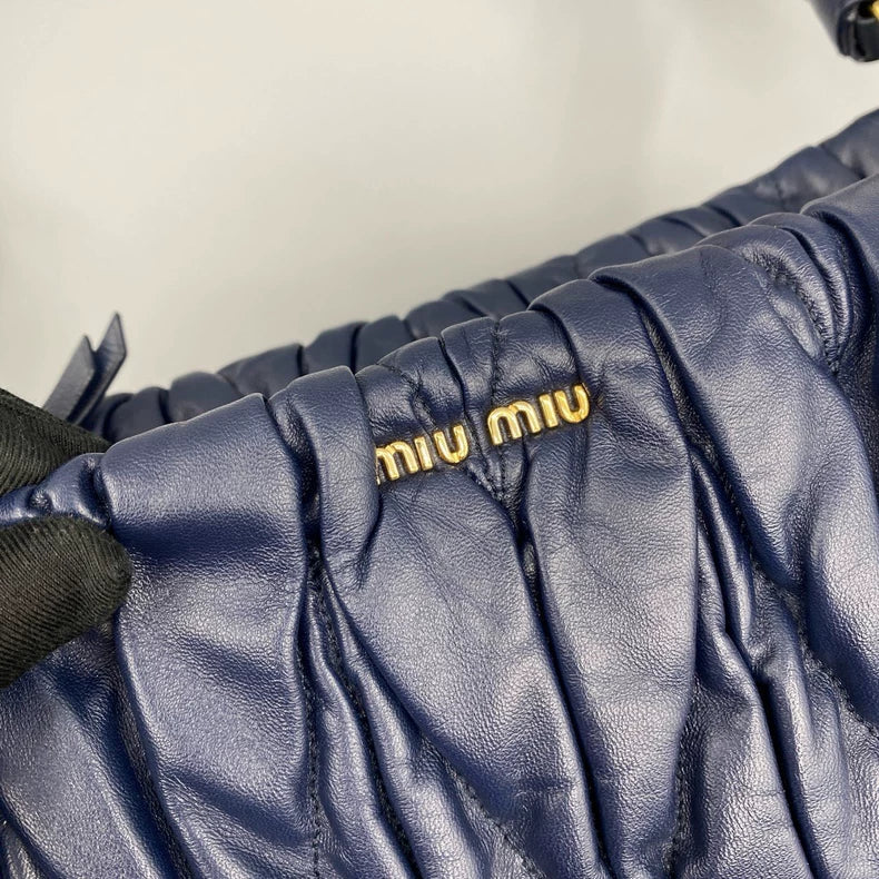 miumiu Braided Shoulder Bag in Navy Blue
