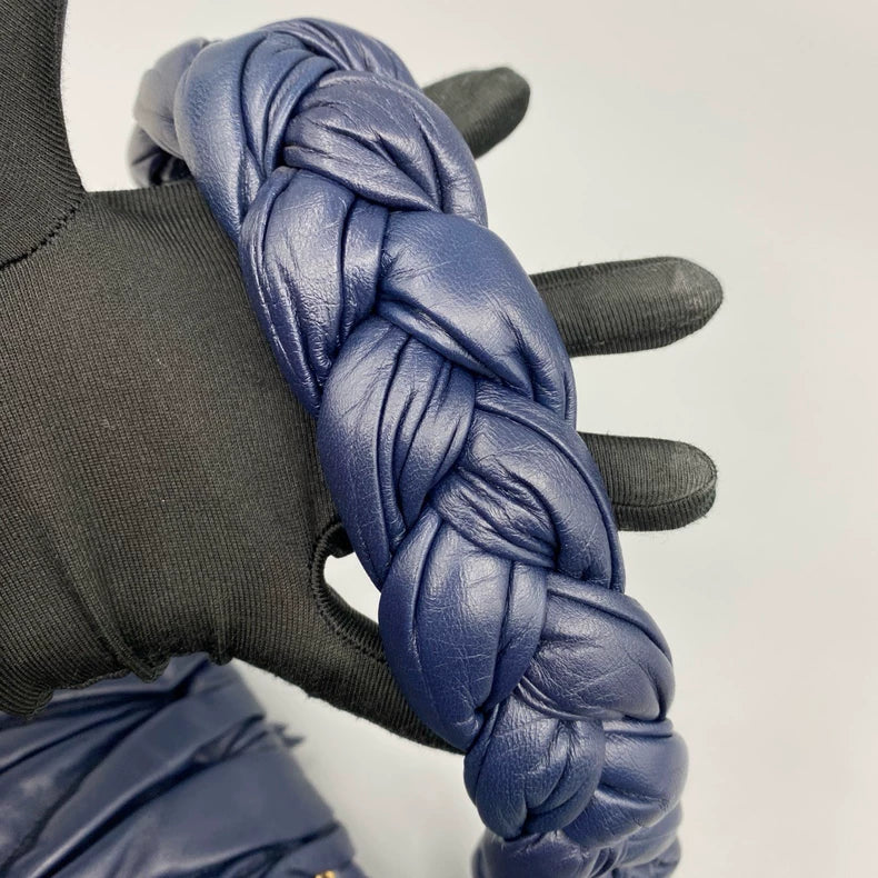 miumiu Braided Shoulder Bag in Navy Blue